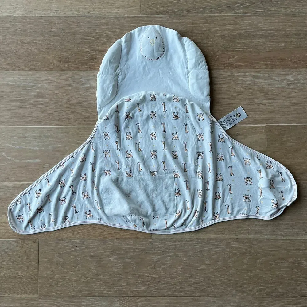 Nested Bean Premier Zen Swaddle - White with Orange Giraffe Print S/M Unisex
